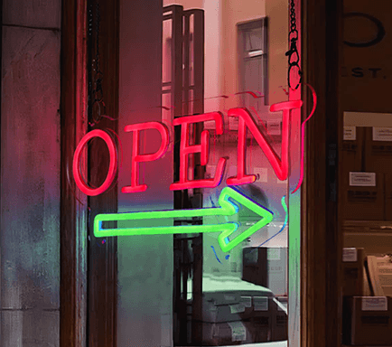 custom "Open" neon light signs