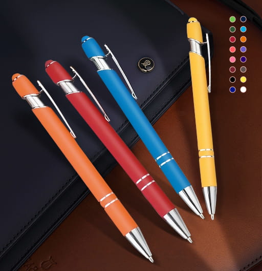 Custom promotional stylus pens in multiple colors